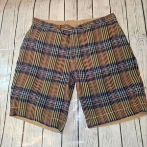 Polo Ralph Lauren Reversible Madras Chino Shorts Mens 36 10.5" Tan Plaid Cargo